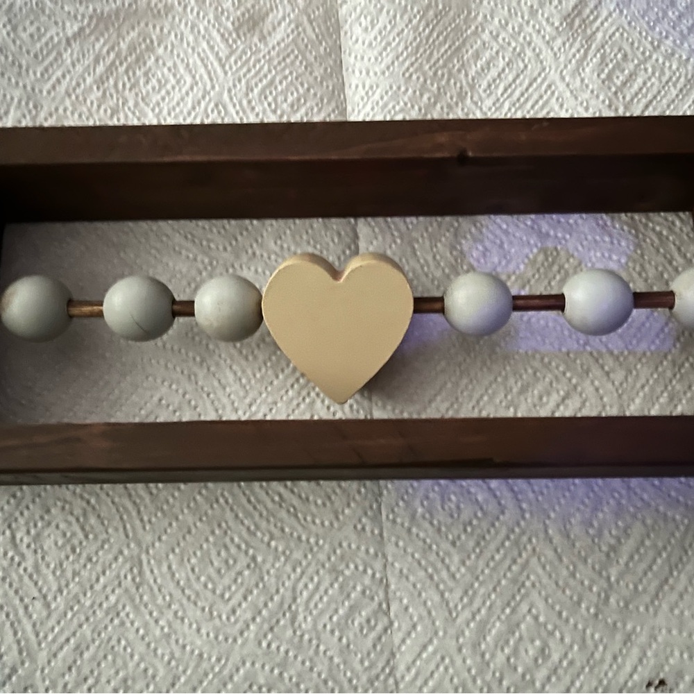 Heart Bead Garland with Wooden Frame